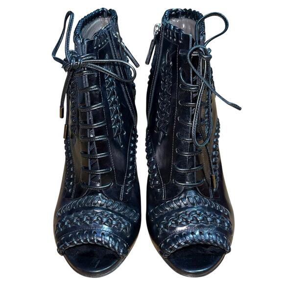 Jason Wu Boots Leather Ankle Bootie Lace Up Whip Stitch Made in Italy - Picture 3 of 11